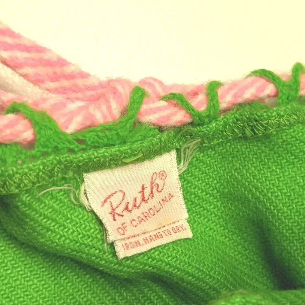 Vintage Ruth of Carolina Dress Girls Size 4T Bright Green Boho